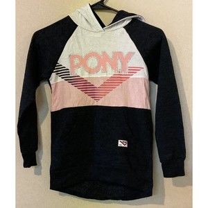 Retro Style Pony Hoodie Pink/Gray Girls Size S